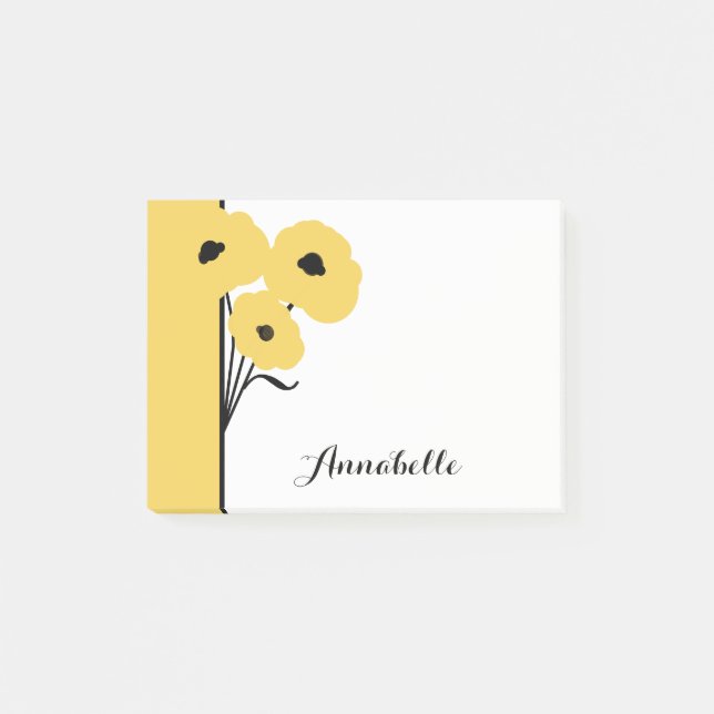 CHIC POST-IT-NOTE_MOD YELLOW  POPPIES POST-IT NOTES (Front)