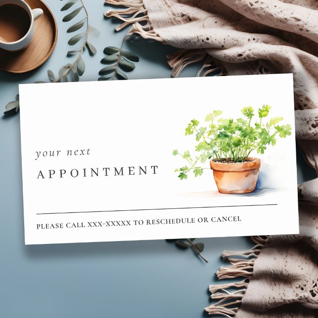 Chic Potted Herb Parsley Coriander Appointment Business Card (Creator Uploaded)