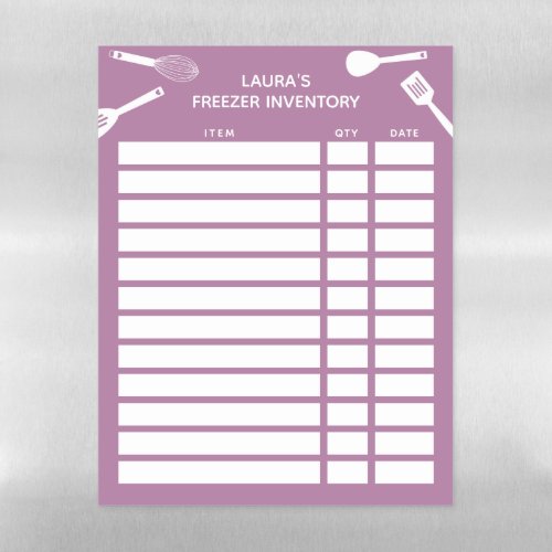 Chic Practical Purple White Freezer Inventory Magnetic Dry Erase Sheet
