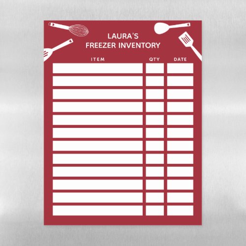 Chic Practical Ruby Red White Freezer Inventory Magnetic Dry Erase Sheet