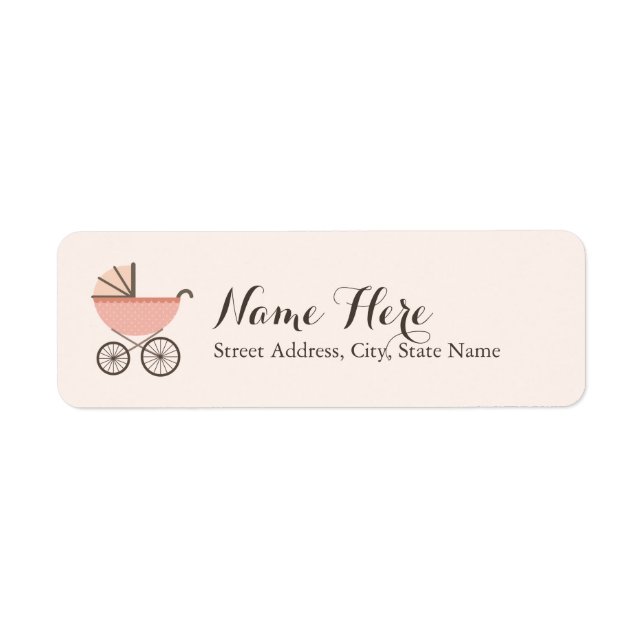 Chic Pram Girl Baby Shower Address Labels (Front)