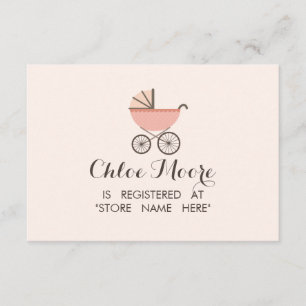 Chic Pram Girl Baby Shower Registry Insert Card