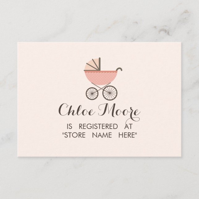 Chic Pram Girl Baby Shower Registry Insert Card (Front)