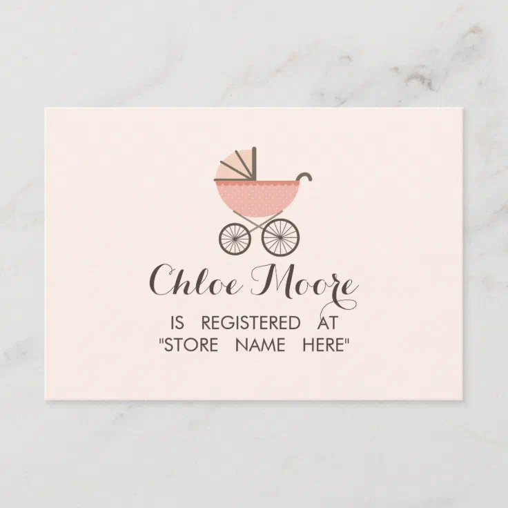 Chic Pram Girl Baby Shower Registry Insert Card Zazzle