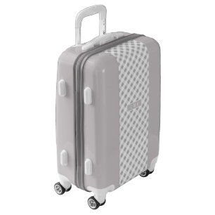 chic preppy grey gingham pattern monogram luggage