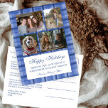 Chic Preppy Plaid Hanukkah Custom 4 Photo Collage Holiday Postcard<br><div class="desc">Perfect cute card for a fun holiday greeting! Hand made watercolor art for you! FULLY CUSTOMIZABLE! Click on “Personalize” above to edit the text on the front and add your own photos to the front and back. Click "edit using design tool" to adjust the fonts, colors and placements. (check my...</div>
