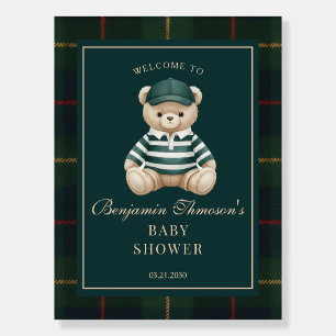 Chic Preppy Teddy Bear Baby Shower Welcome Foam Board