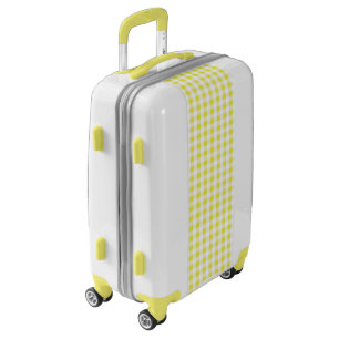 chic preppy yellow gingham pattern monogram luggage