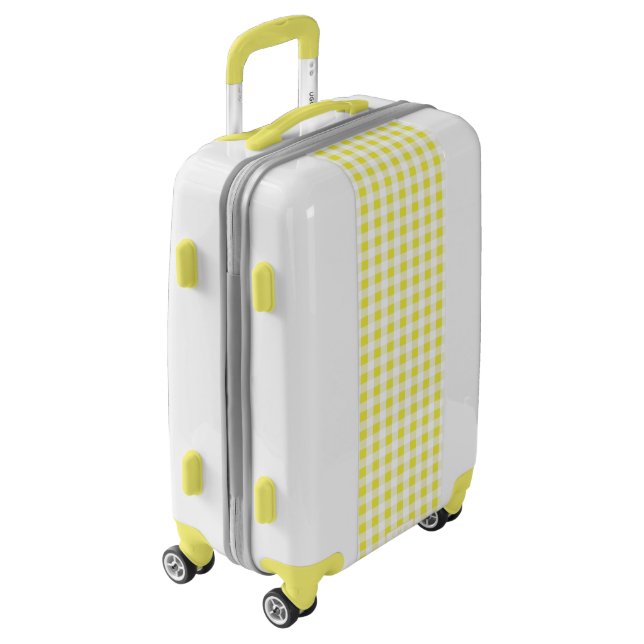 chic preppy yellow gingham pattern monogram luggage (Rotated Left)