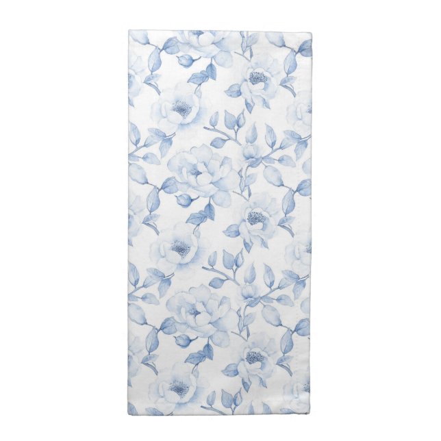 Chic Pretty Blue White Flowers Cloth Napkin (Half Fold)