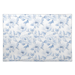 Chic Pretty Blue White Flowers Cloth Placemat