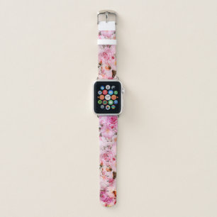 Chic Pretty Blush Pink Watercolor Roses Floral Apple Watch Band