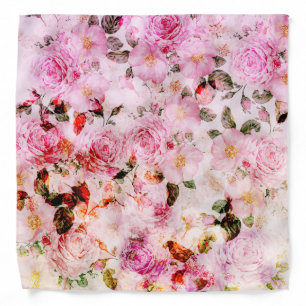 Chic Pretty Blush Pink Watercolor Roses Floral Bandana