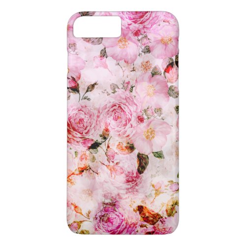 Chic Pretty Blush Pink Watercolor Roses Floral iPhone 8 Plus7 Plus Case