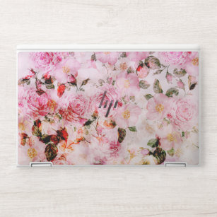 Chic Pretty Blush Pink Watercolor Roses Floral HP Laptop Skin