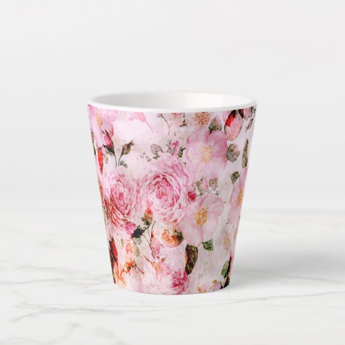 Chic Pretty Blush Pink Watercolor Roses Floral Latte Mug