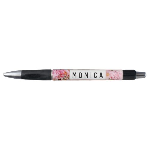 Chic Pretty Blush Pink Watercolor Roses Floral Pen