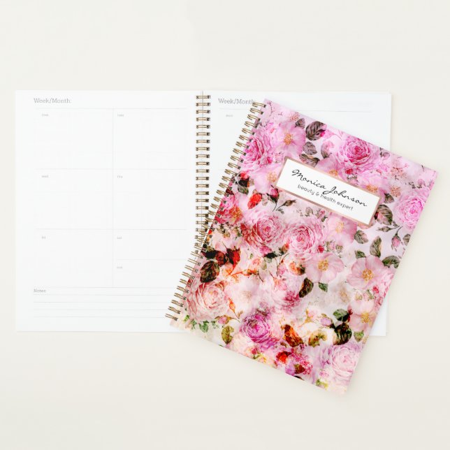 Chic Pretty Blush Pink Watercolor Roses Floral Planner (Display)