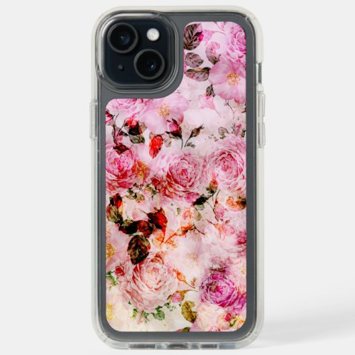 Chic Pretty Blush Pink Watercolor Roses Floral Spe iPhone 15 Plus Case