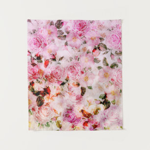 Chic Pretty Blush Pink Watercolor Roses Floral Tapestry