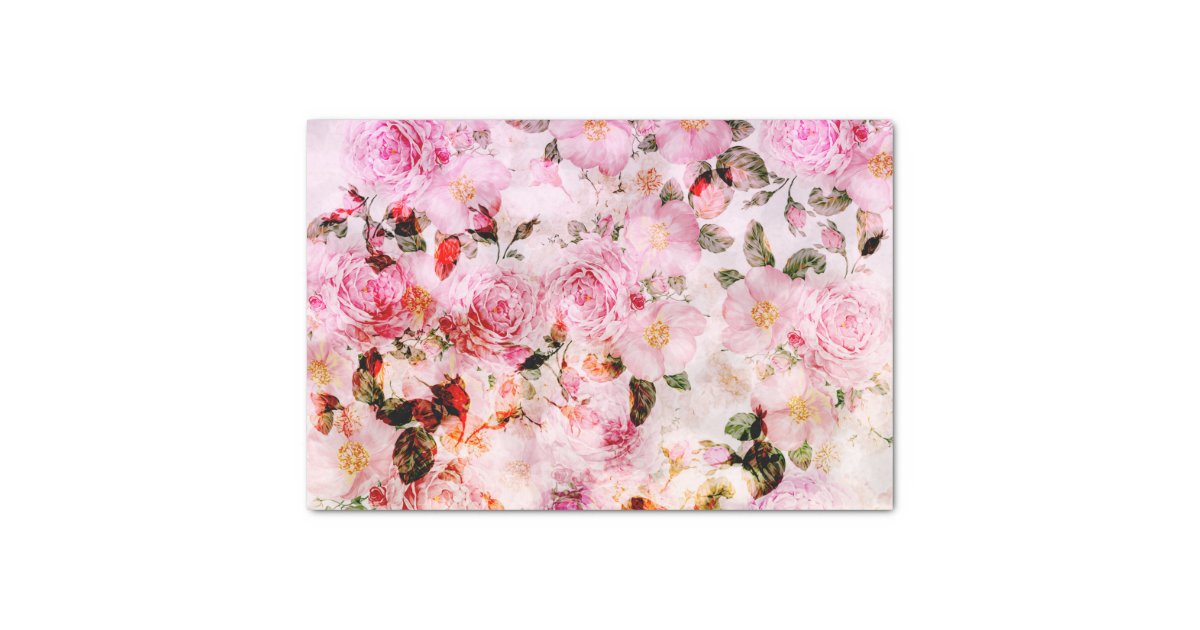 Watercolor Pink Floral Tissue Paper