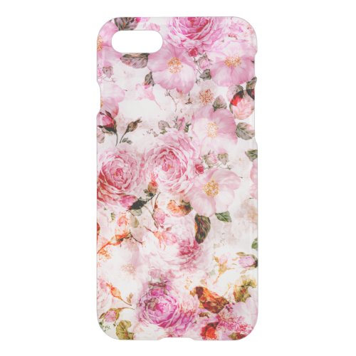 Chic Pretty Blush Pink Watercolor Roses Floral iPhone SE87 Case