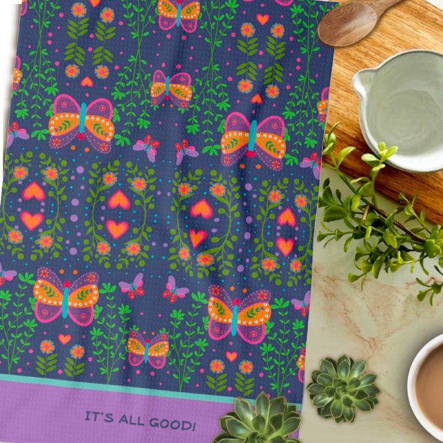 Chic Pretty Custom Quote or Name Butterfly  Kitchen Towel (Creator Uploaded)