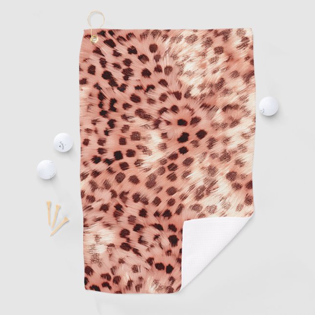 Chic Pretty Girly Rose Gold Leopard  Golf Towel (InSitu)