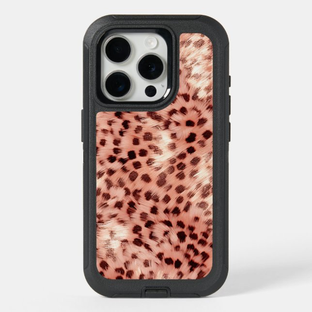 Chic Pretty Girly Rose Gold Leopard  iPhone 15 Pro Case (Back)