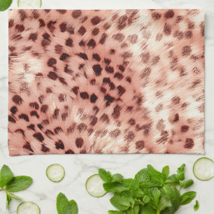 Chic Pretty Girly Rose Gold Leopard Kitchen Towel