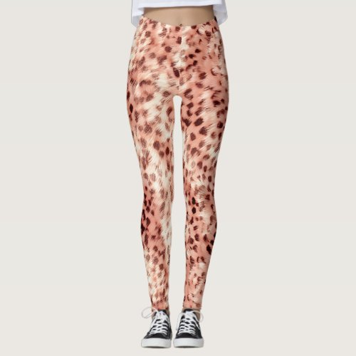 Chic Pretty Girly Rose Gold Leopard  Leggings