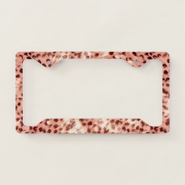 Chic Pretty Girly Rose Gold Leopard  License Plate Frame (Front)