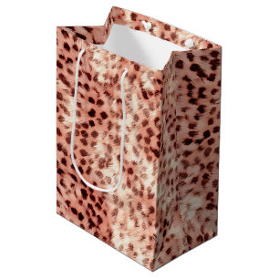 Chic Pretty Girly Rose Gold Leopard Medium Gift Bag