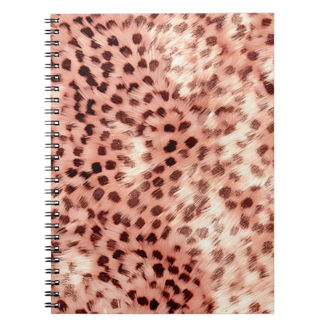 Chic Pretty Girly Rose Gold Leopard  Notebook (Front)
