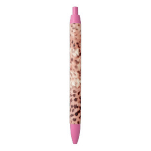 Chic Pretty Girly Rose Gold Leopard Pen
