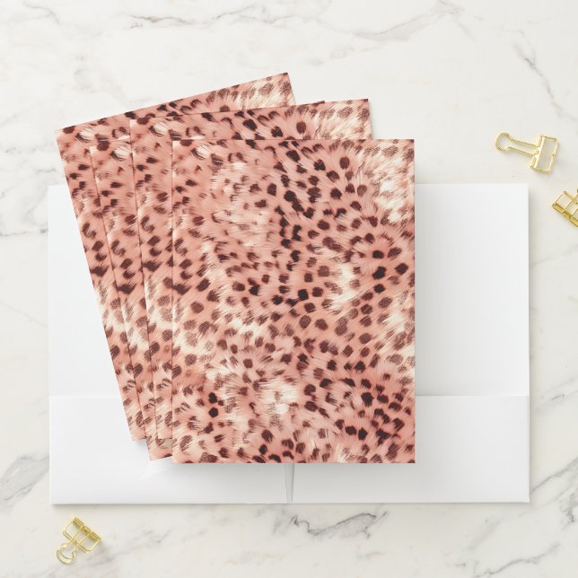 Chic Pretty Girly Rose Gold Leopard  Pocket Folder (In Situ)