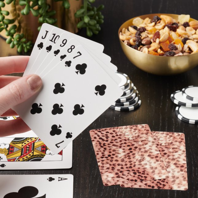 Chic Pretty Girly Rose Gold Leopard  Poker Cards (In Situ)