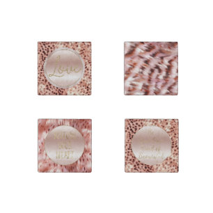 Chic Pretty Girly Rose Gold Leopard Stone Magnet