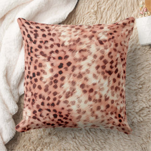 Chic Pretty Girly Rose Gold Leopard Throw Pillow