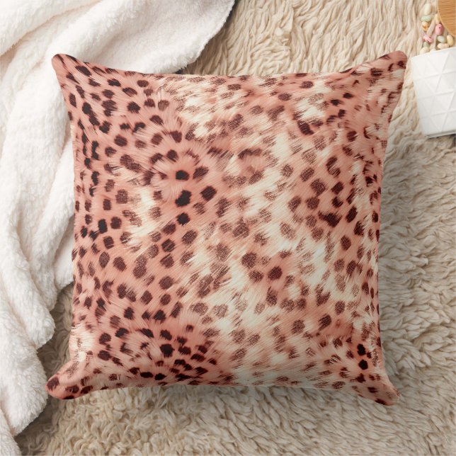 Chic Pretty Girly Rose Gold Leopard  Throw Pillow (Blanket)