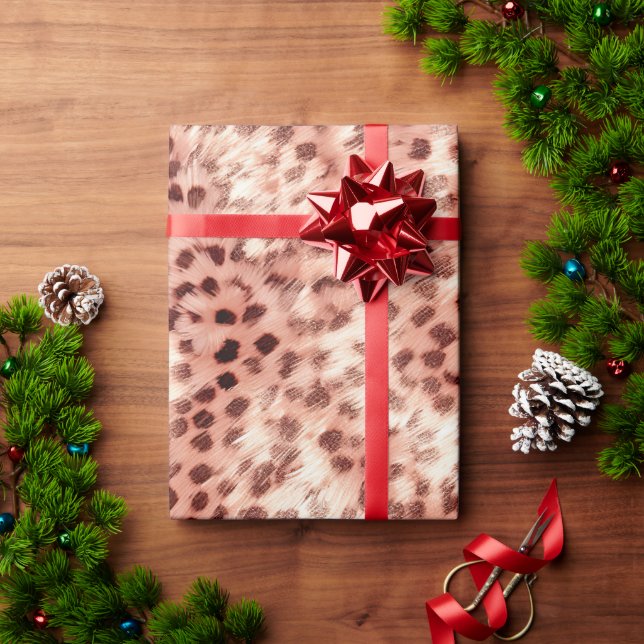 Chic Pretty Girly Rose Gold Leopard  Wrapping Paper (Holiday Gift)