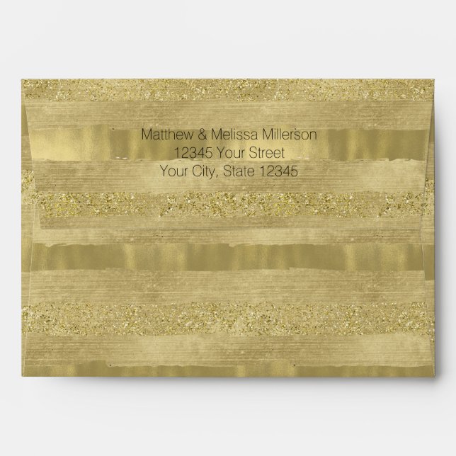Chic Pretty Gold Stripes Personalized Envelope (Back (Top Flap))