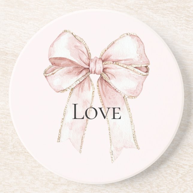 Chic Pretty Pink Bow Coaster (Front)