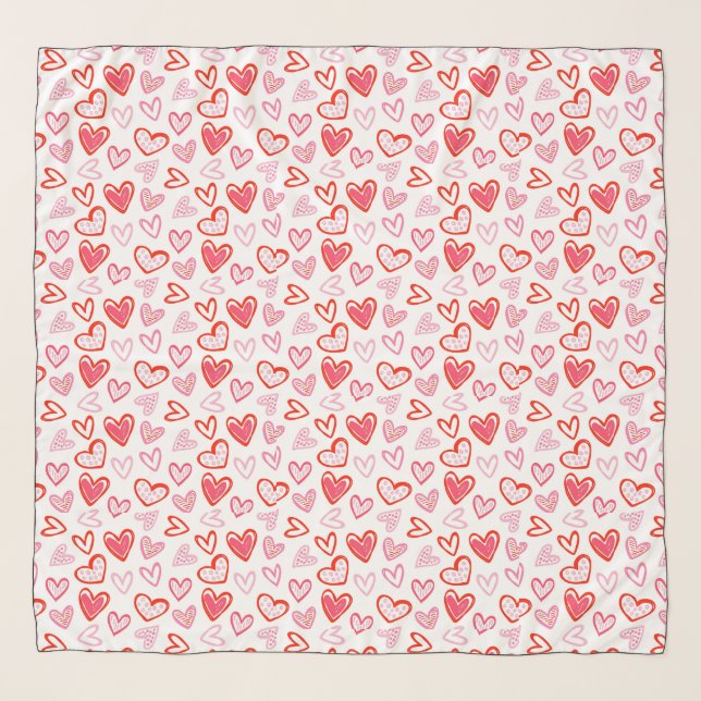 Chic Pretty Pink Hearts Scarf (Front)