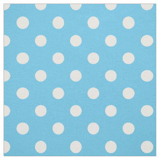 Chic Primrose Sky Blue and White Polka Dot Pattern Fabric