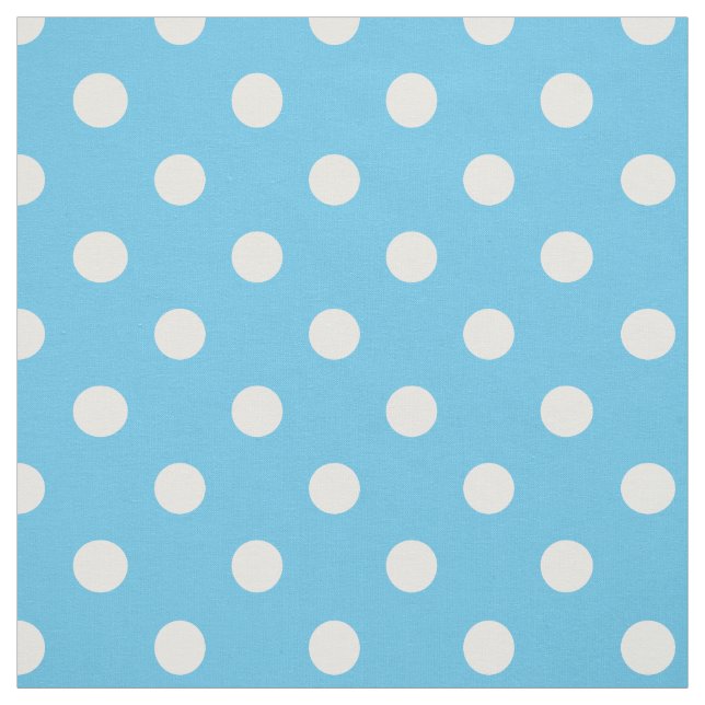 Chic Primrose Sky Blue and White Polka Dot Pattern Fabric (Swatch)