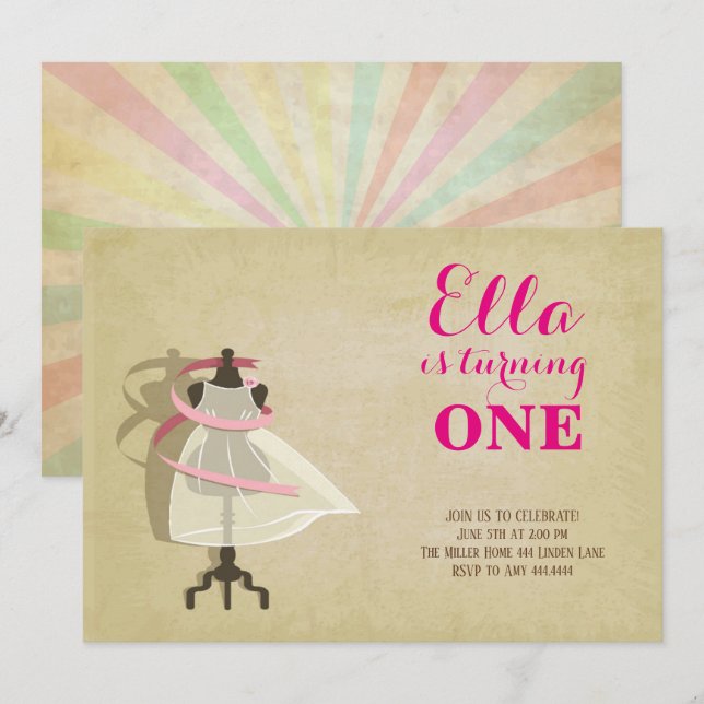 Chic Princess First Birthday Invitations (Front/Back)