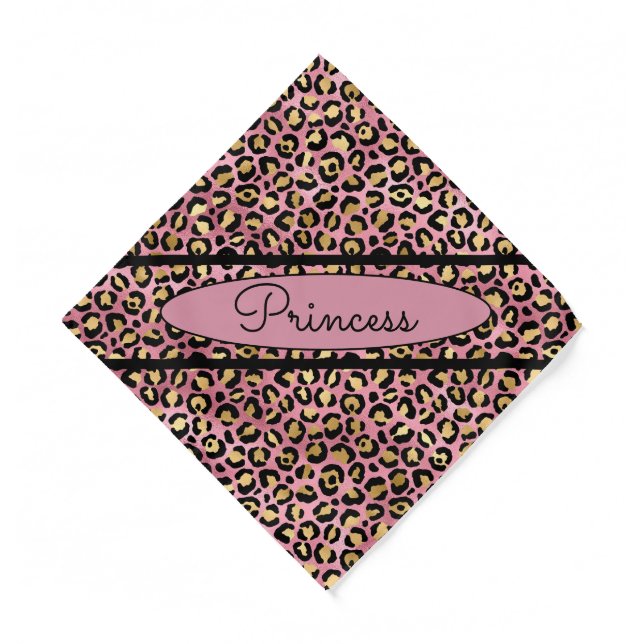 Chic Princess Pink Leopard Skin Pattern Pet Dog Bandana (Front)