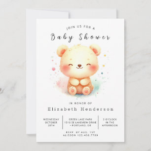 Chic Printable Bear Baby Shower Invitation