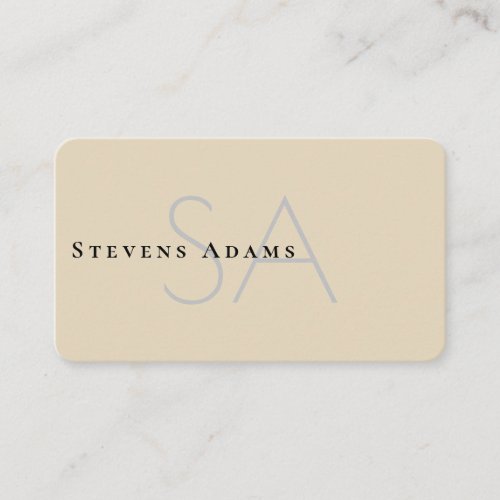 Chic Professional Beige Monogrammed Business Card